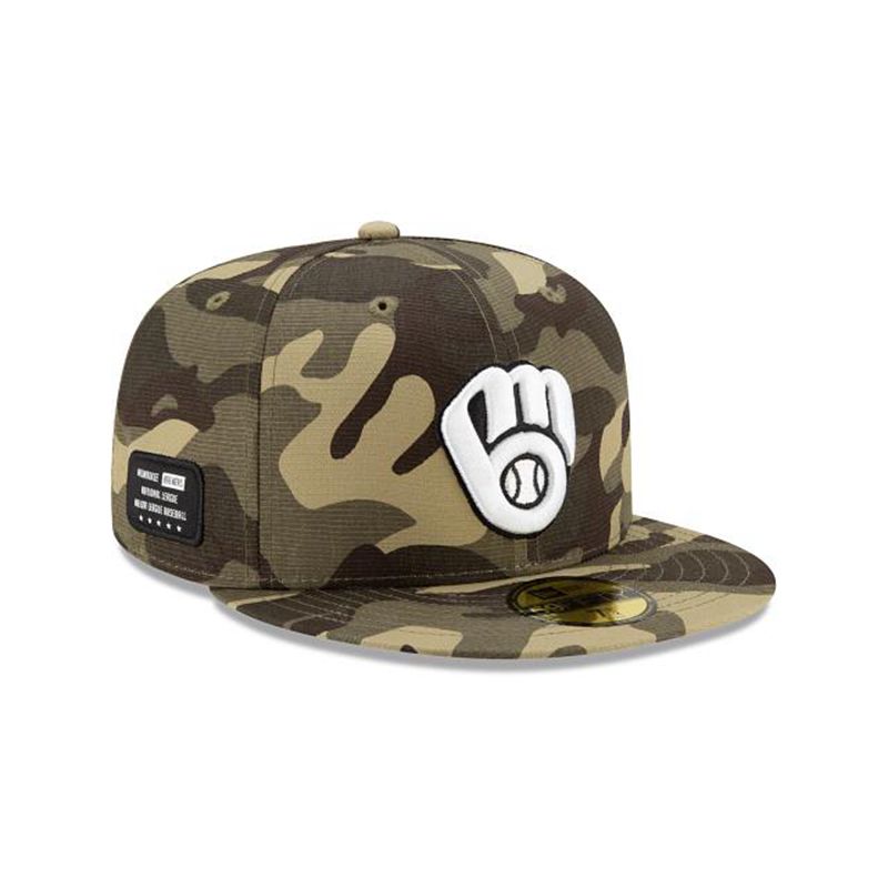 MLB Milwaukee Brewers Armed Forces Weekend 59Fifty Fitted (IIL5173) - Green New Era Caps